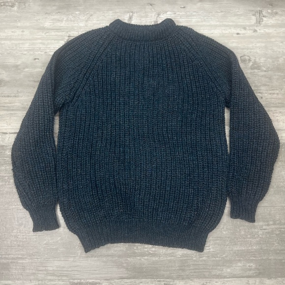 VTG Cornish Chunky Teal Cable Knit Wool Sweater M